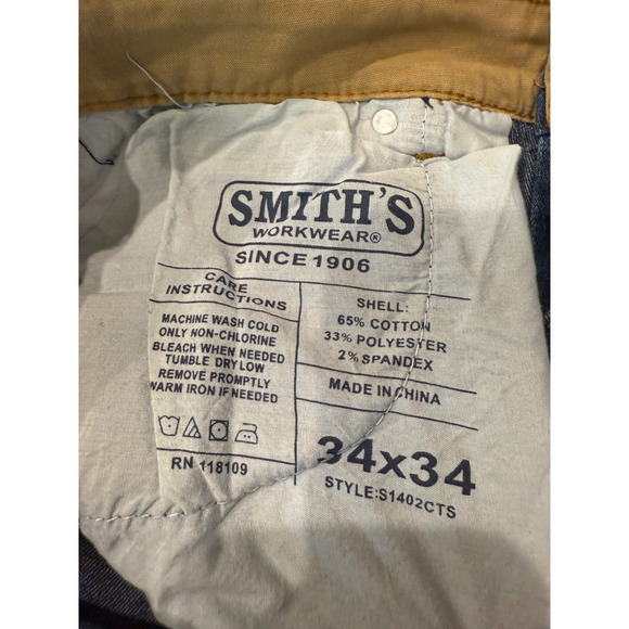 Smiths Workwear Jeans Mens 34x34 Stretch Relaxed Medium Wash Blue Denim - Picture 5 of 6